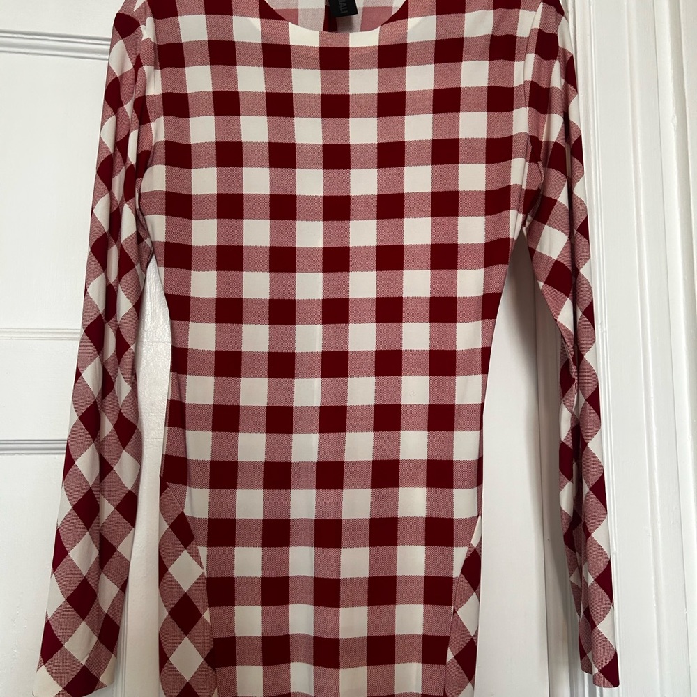 Norma Kamali Red Buffalo Check Maxi Dress - Picture 3 of 3